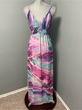 CHARLIE JADE ANTHROPOLOGY tie dye maxi sun dress women’s size XS